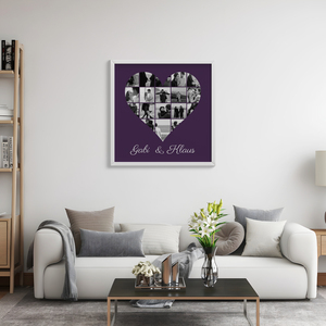 Create Your Own Heart-Shaped Photo Collage Canvas – Personalized for Couples
