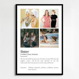 Create Your Personalized Sister Definition Poster – Add Up to 9 Photos