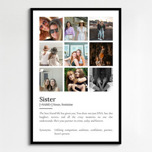 Create Your Personalized Sister Definition Poster – Add Up to 9 Photos