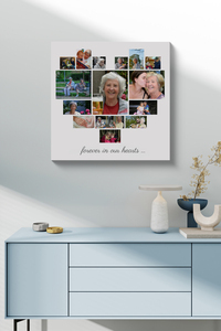 Create a Heart-Shaped Memorial Photo Collage: "Forever in My Heart"