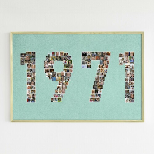 Birth Year with Numbers as Photo Collage Creative Gift Idea