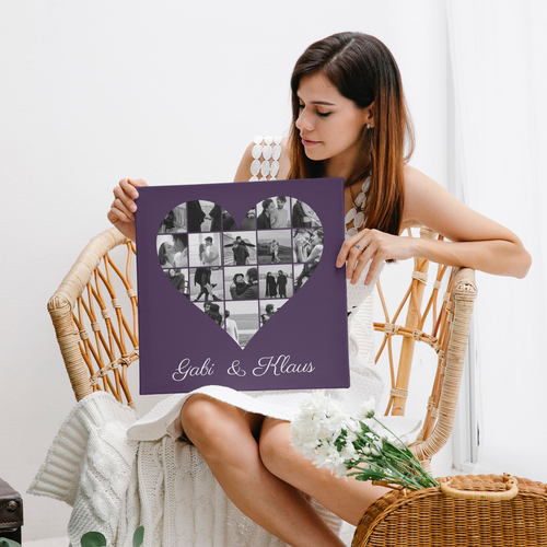 Create Your Own Heart-Shaped Photo Collage Canvas – Personalized for Couples