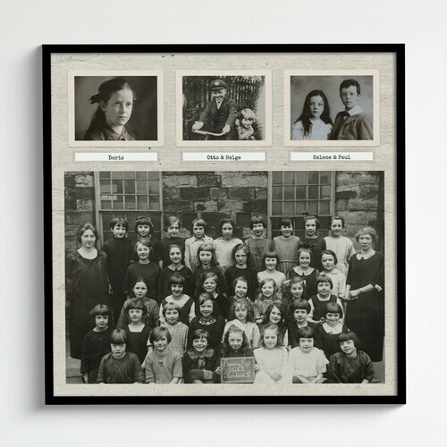 Old black and white and class photos as revived photo collage