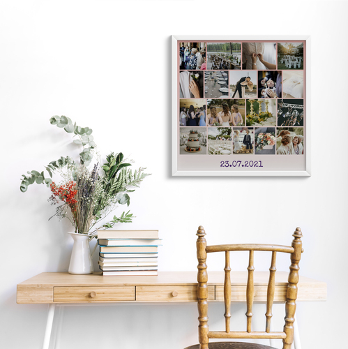 Create Your Wedding Photo Collage - Personalize Dates & Design for Perfect Gift