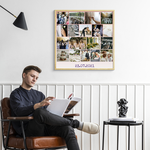 Create Your Wedding Photo Collage - Personalize Dates & Design for Perfect Gift