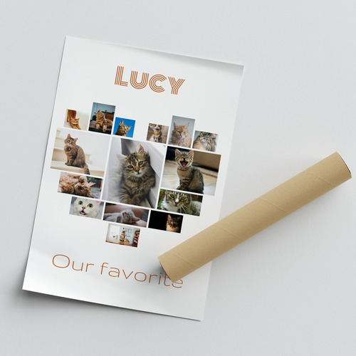 Cat Heart Photo Collage - Create yours now, add your cat's name or custom text