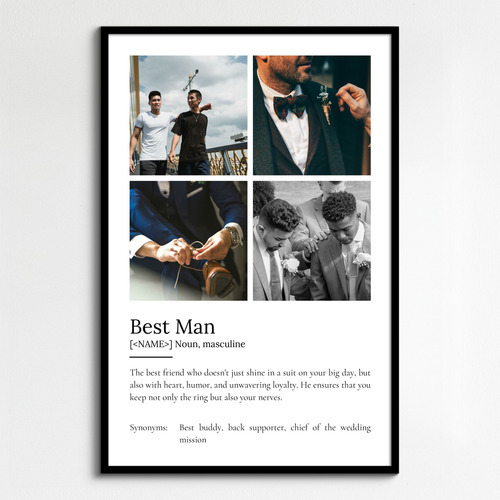 Create Your Own Best Man Definition Poster - Personalized Photo Gift
