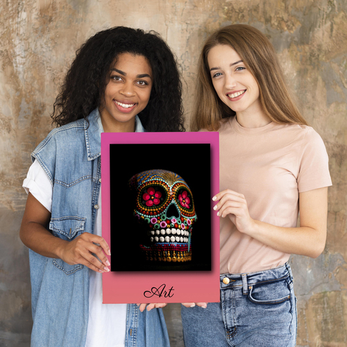 Create Your Own Artistic Skull Photo Poster - Personalized with Text and Colors