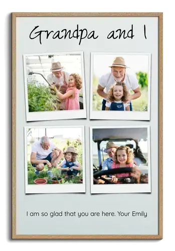 Create your Polaroid Photo Collage Gift for Grandpa - 4 Photos, Custom Text
