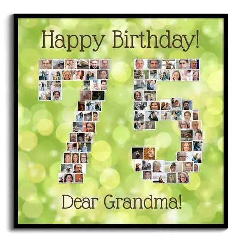 Create Your Number 75 Photo Collage for Grandma - 75th Birthday Gift with Custom Text