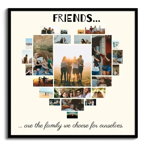 Create Your Custom Heart Collage Canvas - Friendship Gift