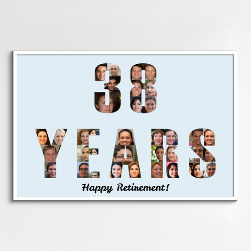 photo gift for retirement text and numbers collage