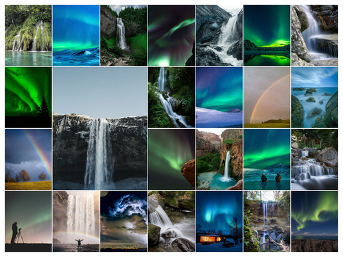 Premium Nature Collage Print – Create your aurora, waterfall, rainbow & storm art