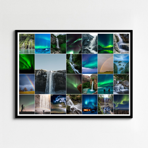 Premium Nature Collage Print – Create your aurora, waterfall, rainbow & storm art
