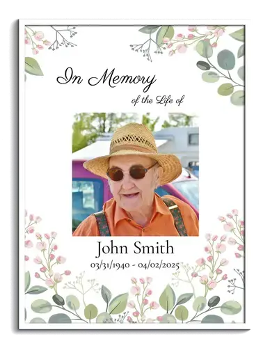 Memorial Deceased Flower Portrait with One Photo