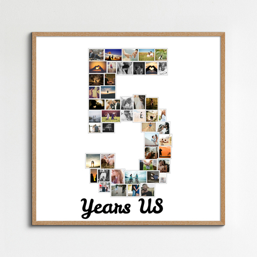 Create a Unique Number '5' Photo Collage - Perfect for Memorable Gifts!