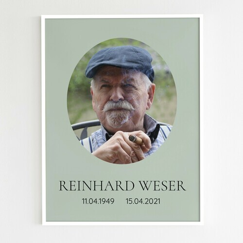 Portrait photo for funeral in oval