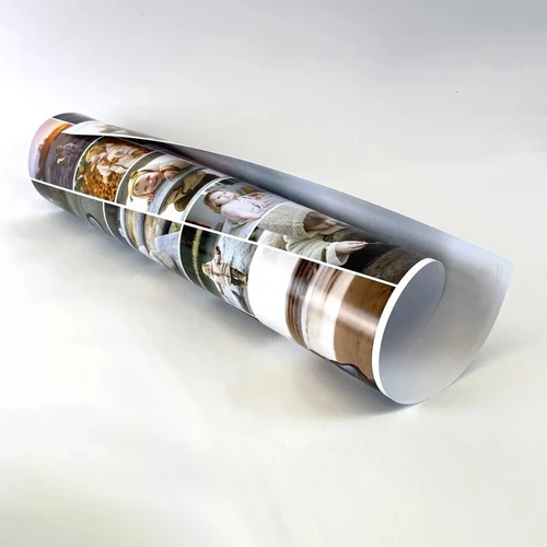 Photo collage as poster: Rolled up