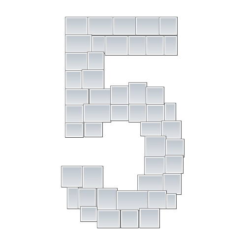 Photo collage template, numbers with many images